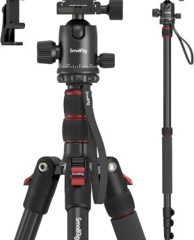 SmallRig Camera Tripod, 71" Foldable Aluminum Tripod/Monopod, 360°Ball Head Detachable, Payload 33lb, Adjustable Height from 16" to 71" for Camera, Phone